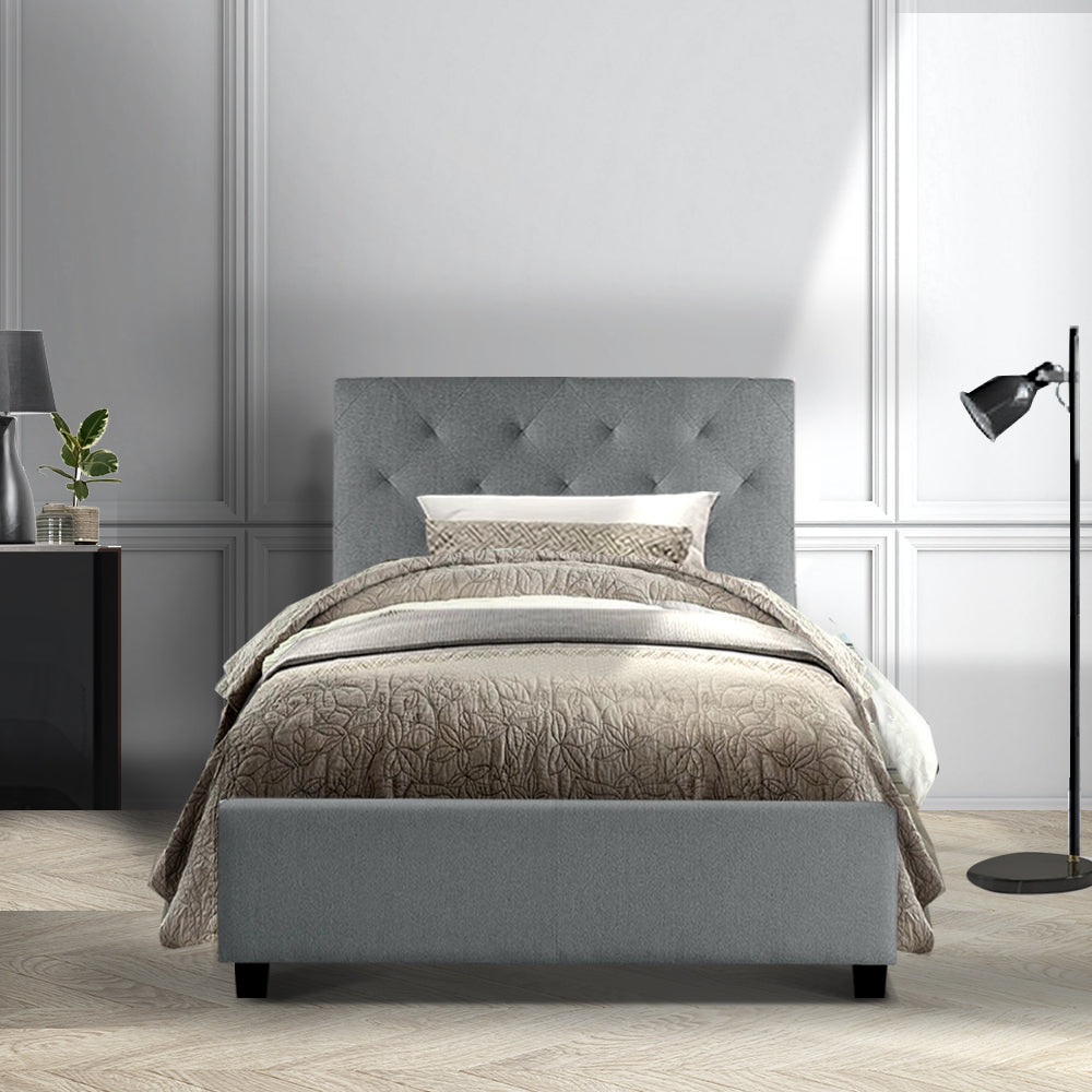 Artiss Van Bed Frame Fabric - Grey Single