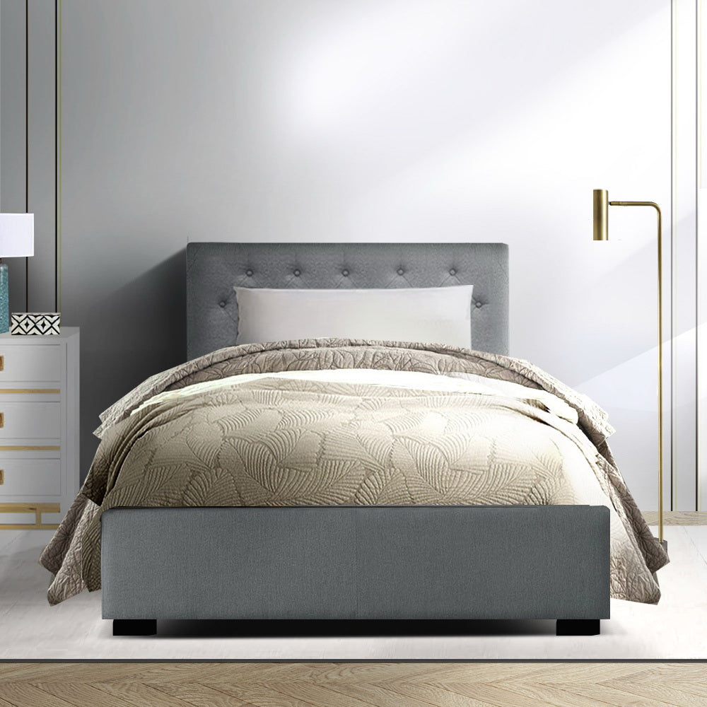 Artiss Bed Frame King Single Size Gas Lift Grey VILA
