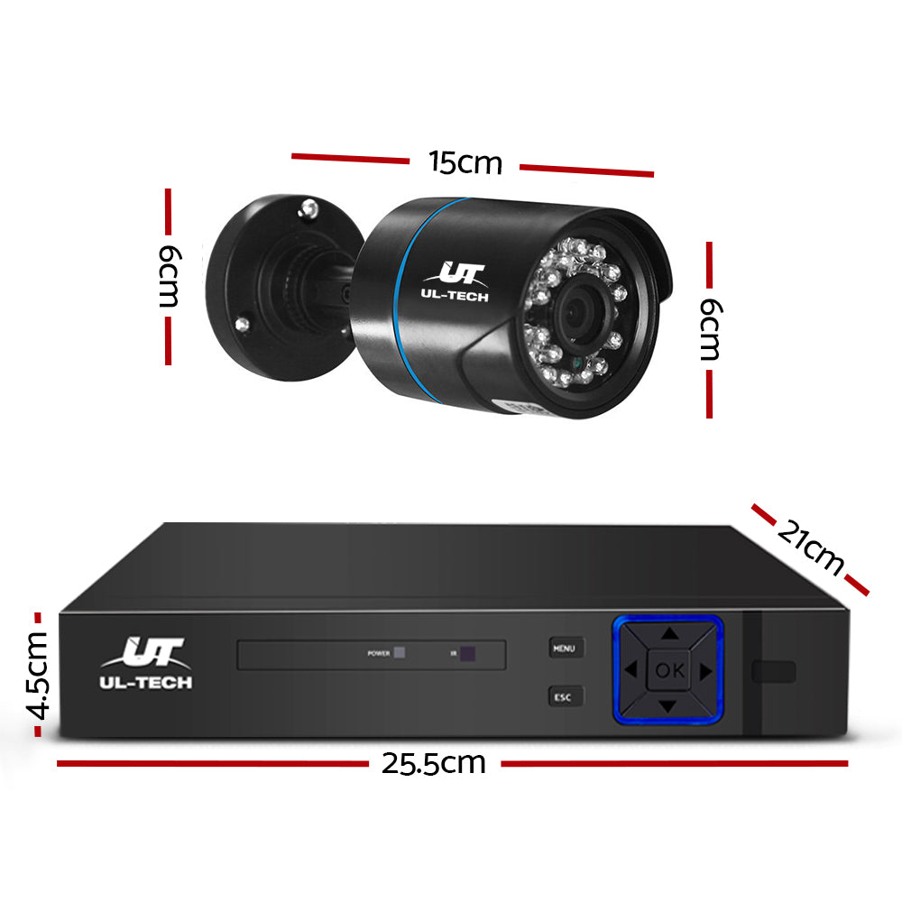 UL-tech CCTV Security System 4CH DVR 2 Cameras 1080p