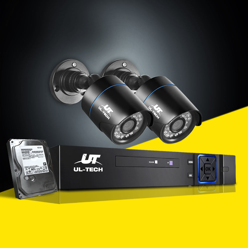 UL-tech CCTV Security System 4CH DVR 2 Cameras 2TB Hard Drive