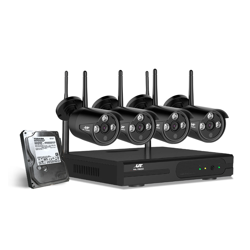 UL-tech Wireless CCTV Security System 8CH NVR 3MP 4 Bullet Cameras 1TB