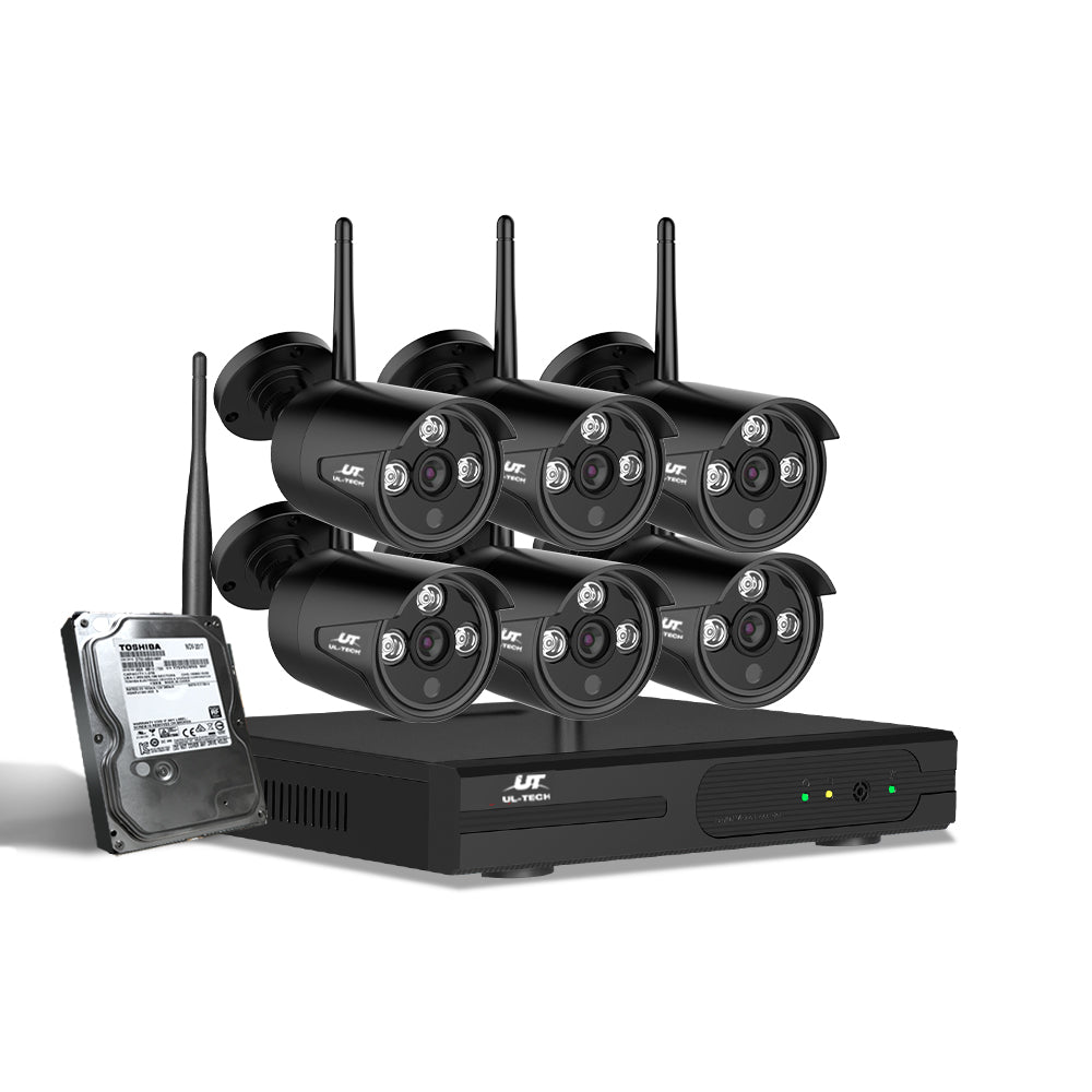 UL-tech Wireless CCTV Security System 8CH NVR 3MP 6 Bullet Cameras 1TB