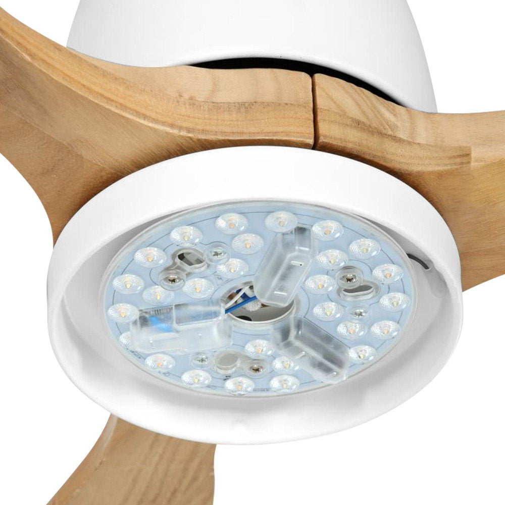 Devanti 52'' Ceiling Fan AC Motor w/Light w/Remote - Light Wood
