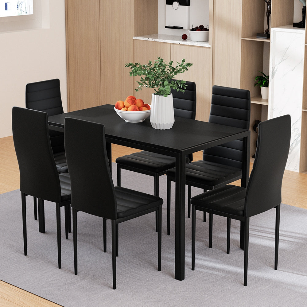 Artiss Dining Chairs and Table Dining Set 6 Chair Set Of 7 Black