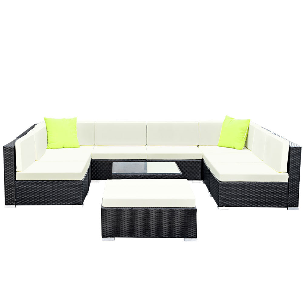 Gardeon 10-Piece Outdoor Sofa Set Wicker Couch Lounge Setting Cover