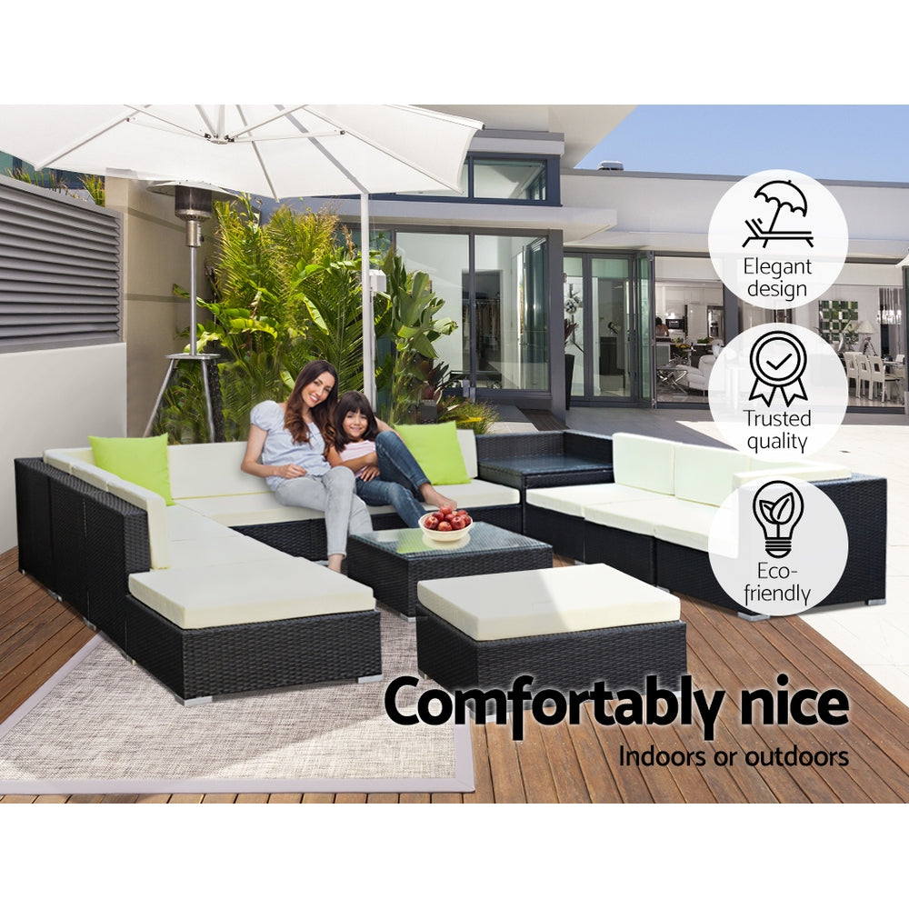 Gardeon 13-Piece Outdoor Sofa Set Wicker Couch Lounge Setting 11 Seater