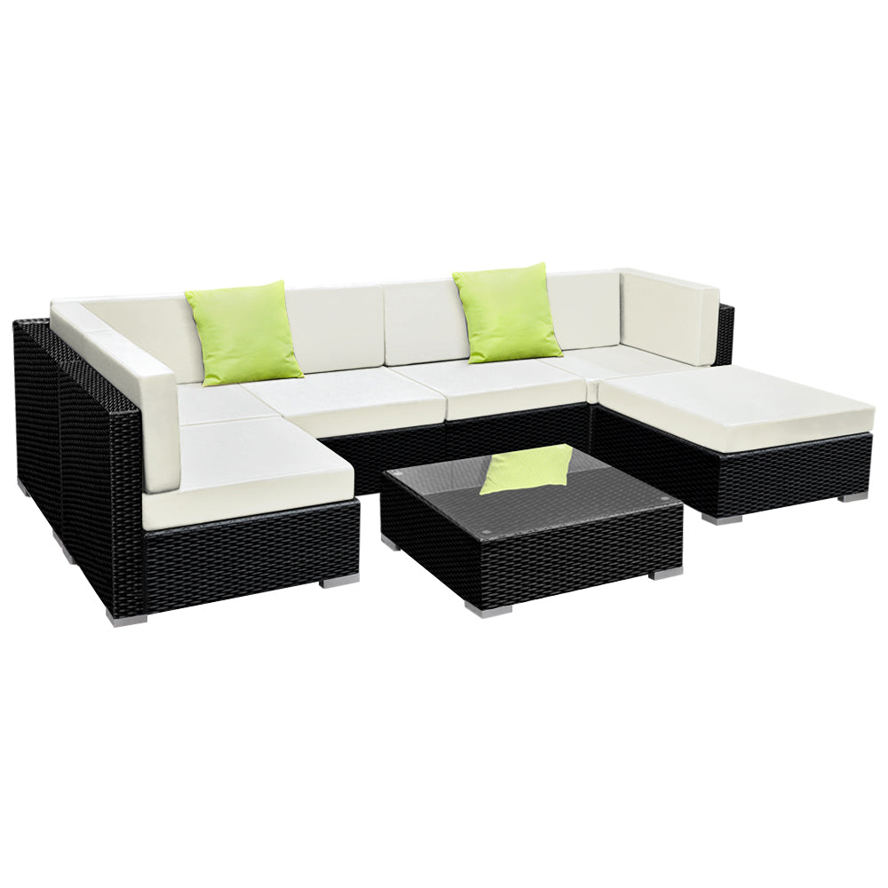 Gardeon 7-Piece Outdoor Sofa Set Wicker Couch Lounge Setting 6 Seater