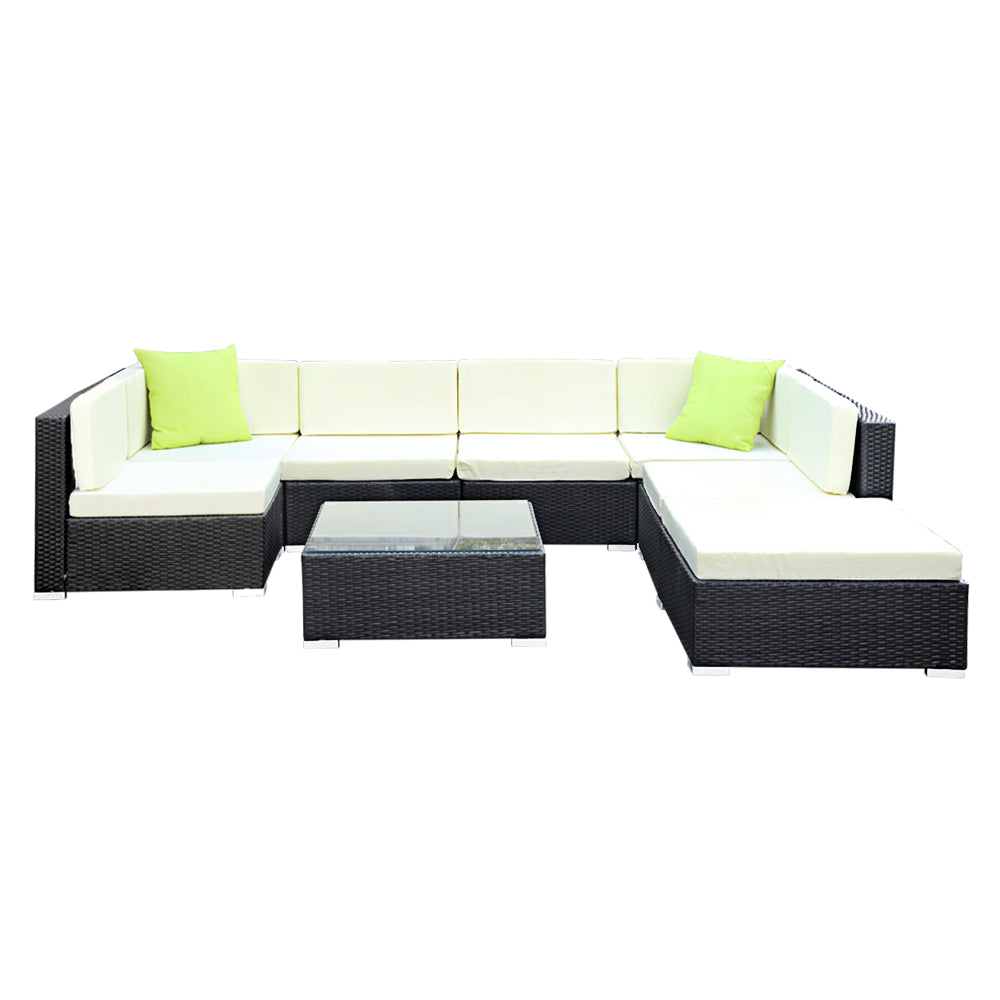Gardeon 8-Piece Outdoor Sofa Set Wicker Couch Lounge Setting 7 Seater