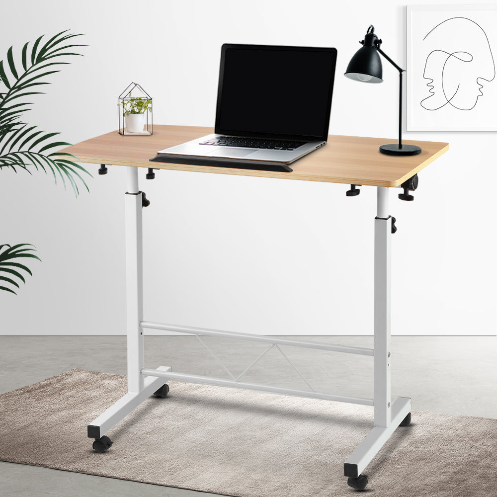 Artiss Laptop Desk Table Adjustable 80CM Light Wood