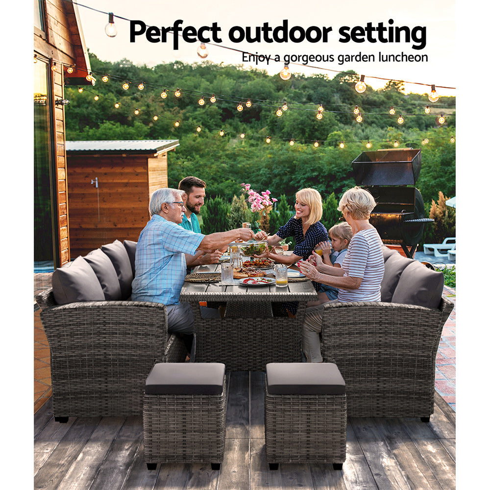 Gardeon Outdoor Dining Set Wicker Table Chairs Setting 8 Seater