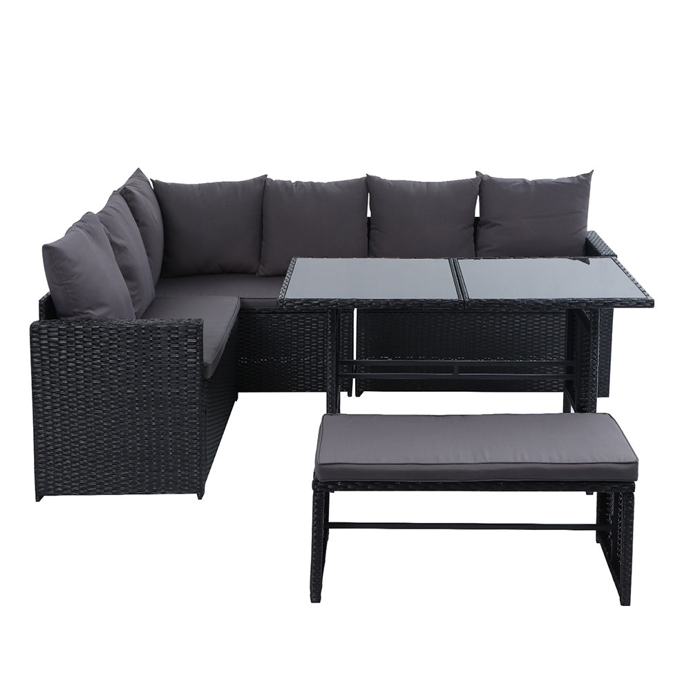 8 Seater Outdoor Furniture Dining Setting Sofa Set Lounge Wicker Black