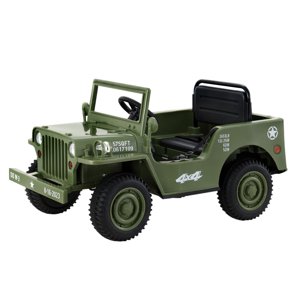 Rigo Kids Electric Ride On Car Jeep Military Off Road Toy Cars Remote 12V Olive
