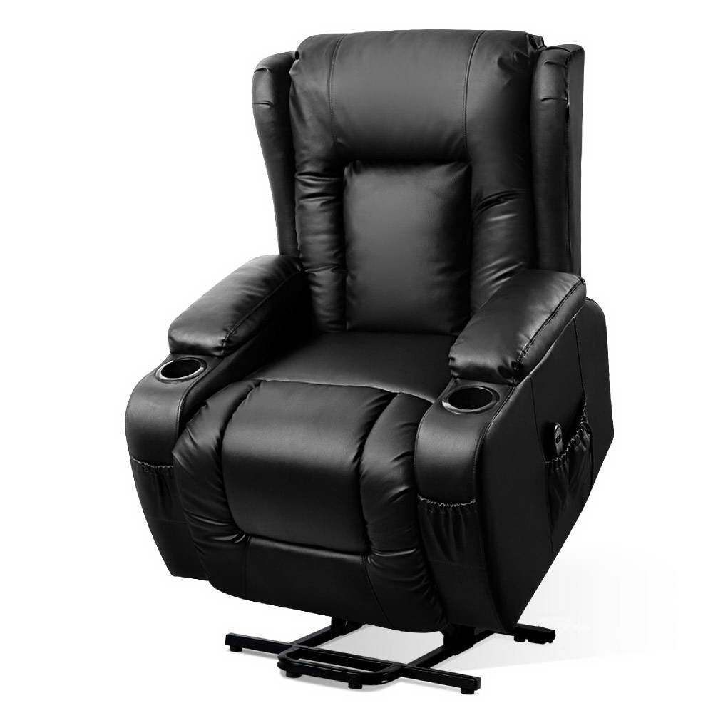 Artiss Recliner Chair Lift Assist Heated Massage Chair Leather Rukwa