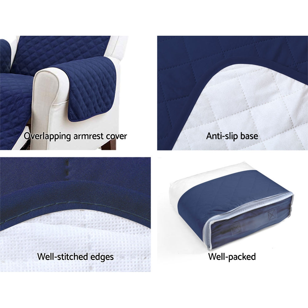Artiss Sofa Cover Couch Covers 3 Seater Quilted Navy