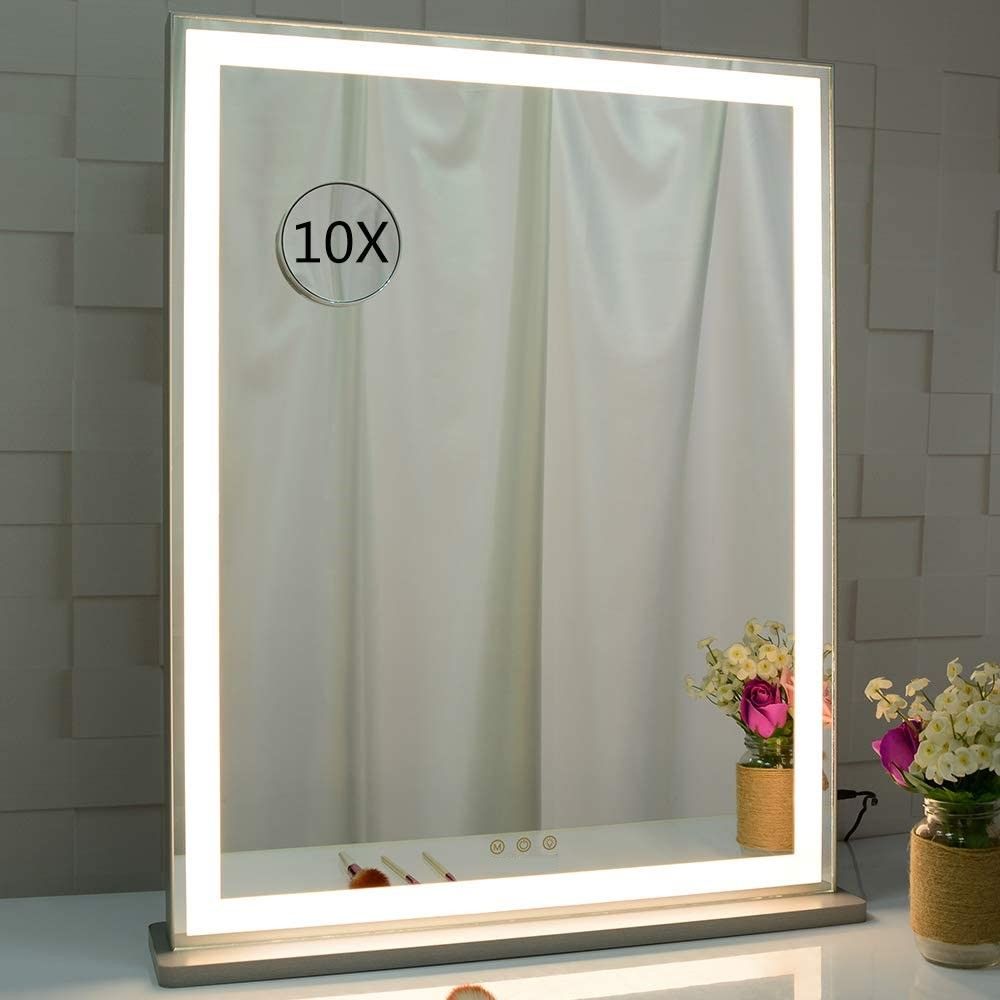 Magnification Mirror with Smart Touch Control and 3 Colors Dimmable Light for Bathroom and Bedroom