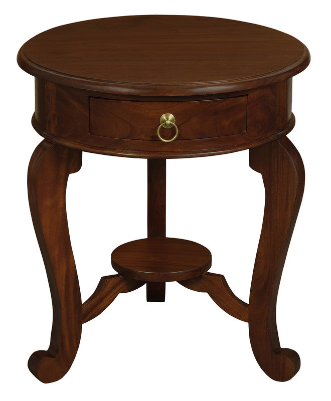 Emilia 1 Drawer Solid Mahogany Timber Lamp Table (Mahogany)