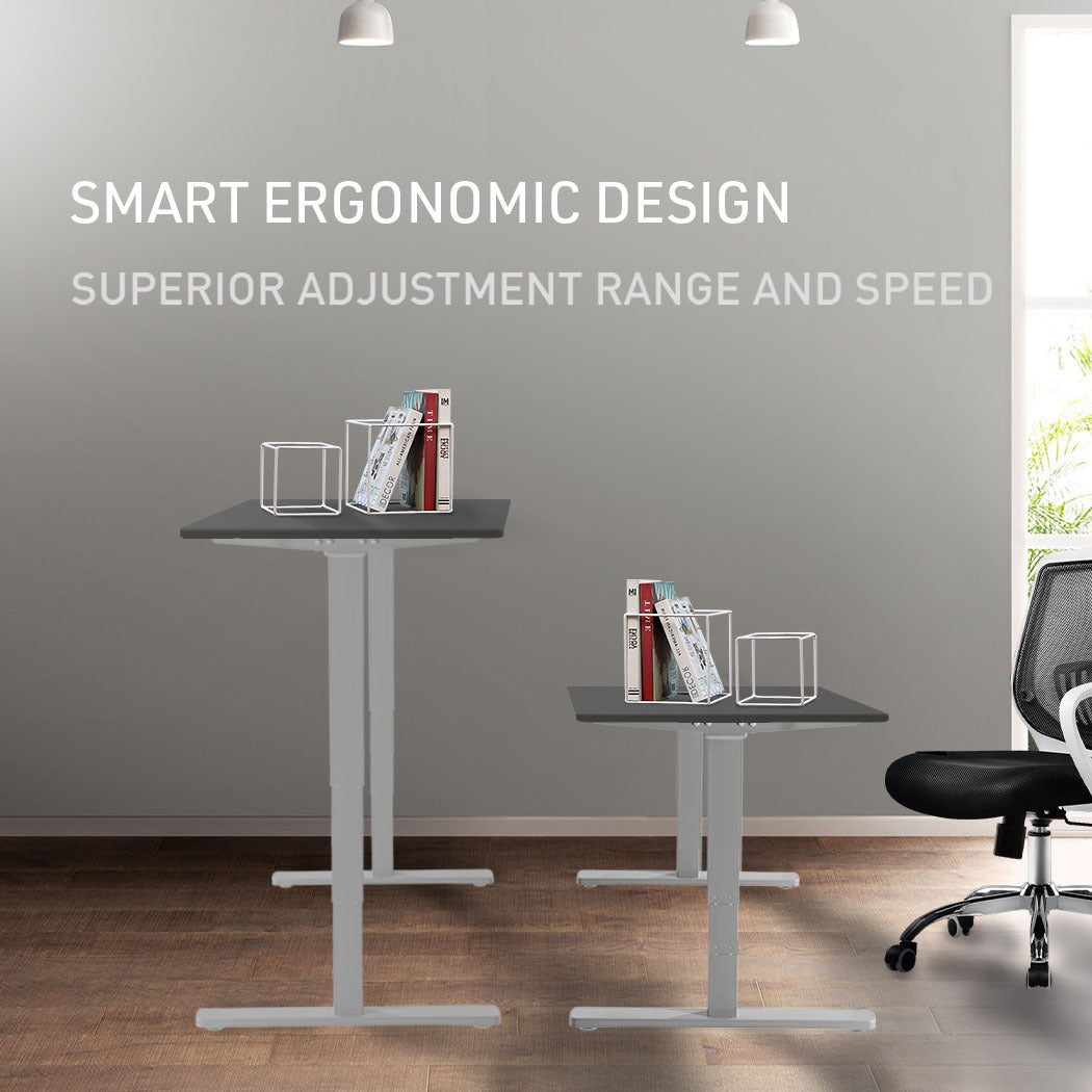 Sit Stand Standing Desk, 120x60cm, 72-118cm Height Adjustable, 70kg Load, Black/Silver Frame