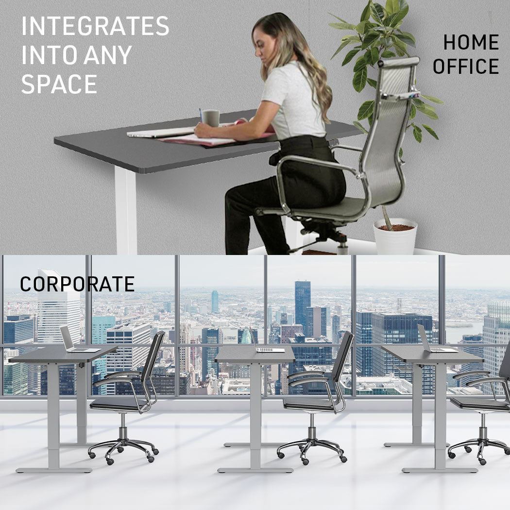 Sit Stand Standing Desk, 120x60cm, 72-118cm Height Adjustable, 70kg Load, Black/Silver Frame