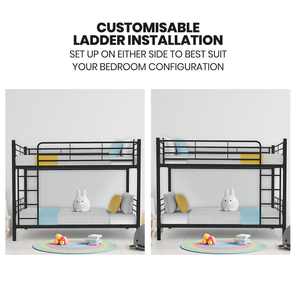 King Single Size Slumber 2in1 Metal Bunk Bed Frame, with Modular Design, Dark Matte Grey