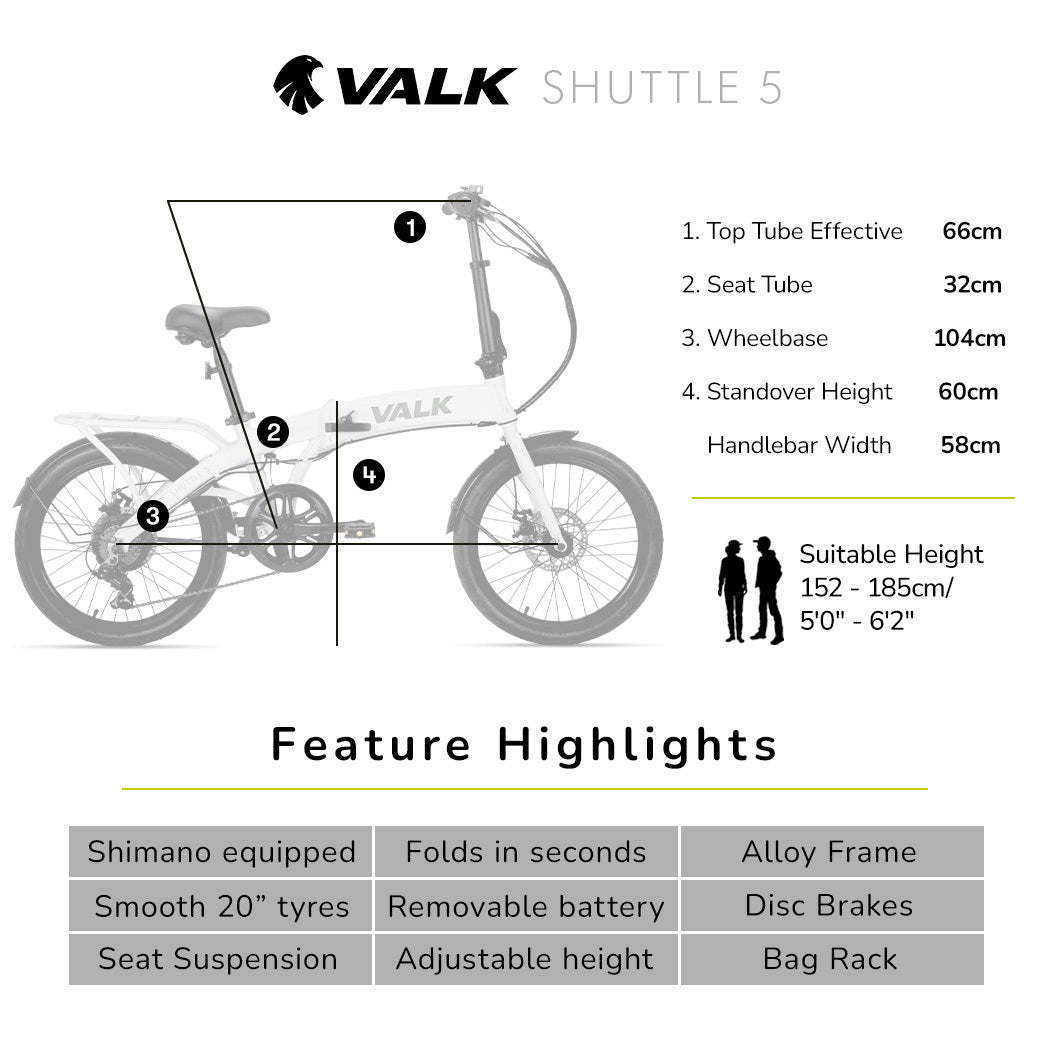 VALK Shuttle 5 Electric Folding Bike, Gen II, 20