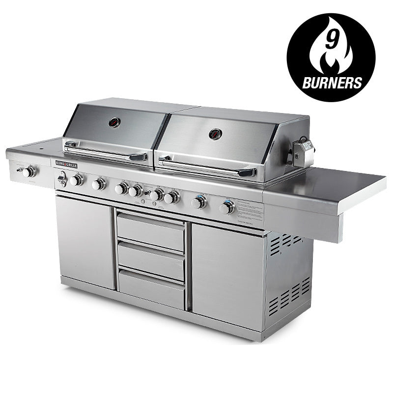 9 Burner Outdoor BBQ Grill Barbeque Gas Stainless Steel Kitchen Commercial