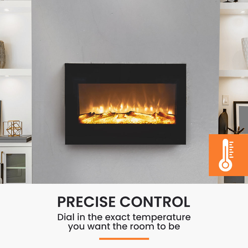 80cm Wall Mounted Electric Fireplace Heater with Flame Effect Options