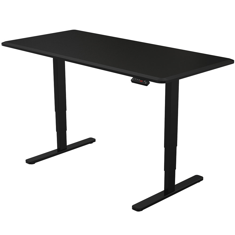 Fortia Sit To Stand Up Standing Desk, 160x75cm, 62-128cm Electric Height Adjustable, Dual Motor, 120kg Load, Black/Black Frame