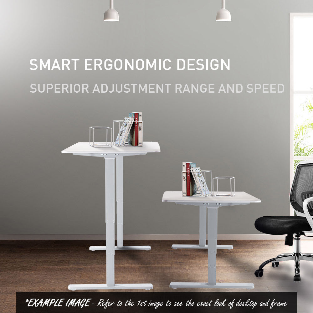 Fortia Sit To Stand Up Standing Desk, 150x70cm, 62-128cm Electric Height Adjustable, Dual Motor, 120kg Load, Walnut Style/Silver Frame