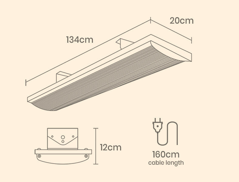 Outdoor Strip Radiant Heater Alfresco 3200W Ceiling Wall Mount Heating Bar Panel