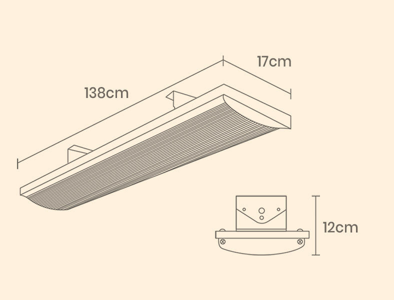 BIO Outdoor Strip Radiant Heater Alfresco 3200W Ceiling Wall Mount Heating Slimline Bar Panel
