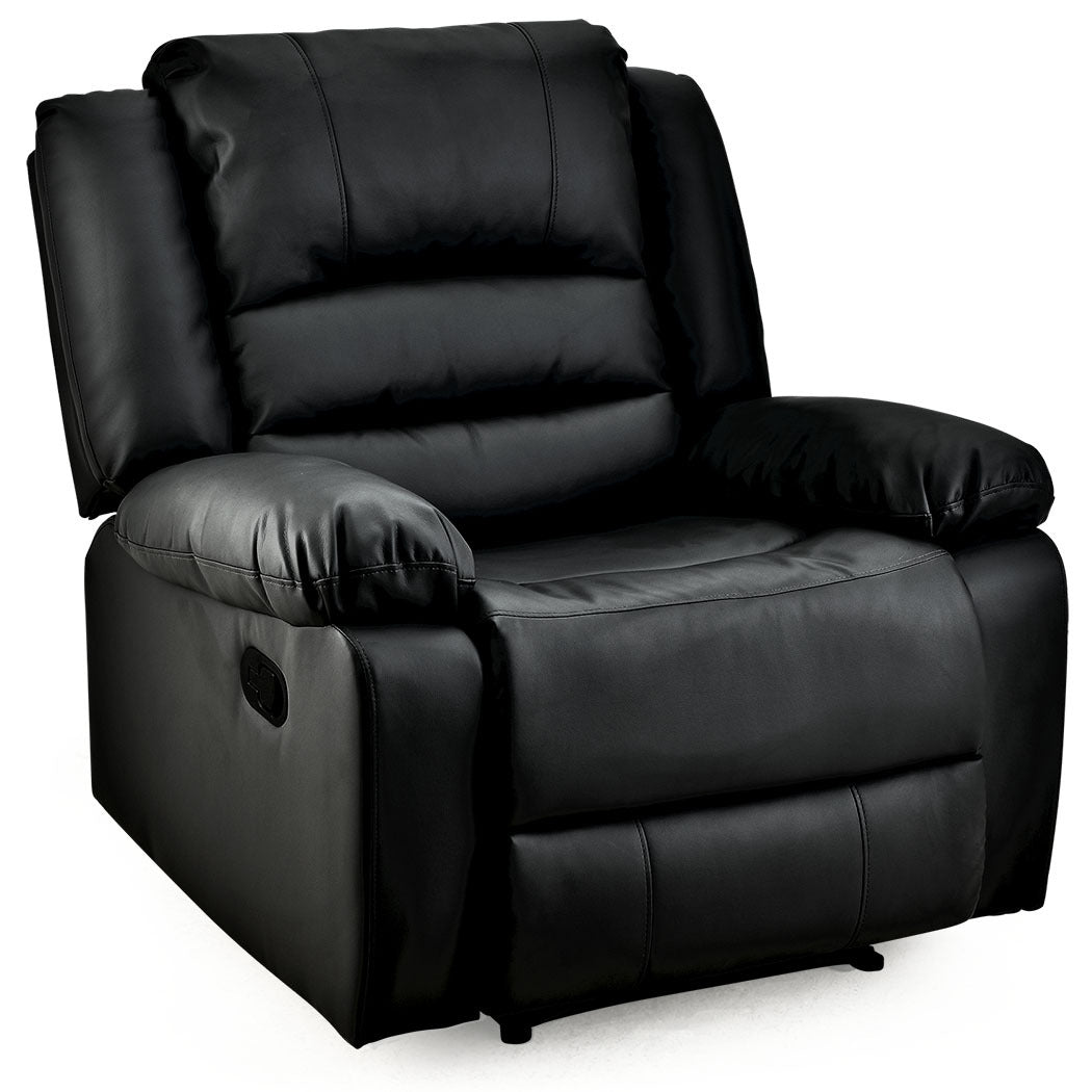 Luxury Recliner Faux Leather Chair Lounge Sofa Couch, Black