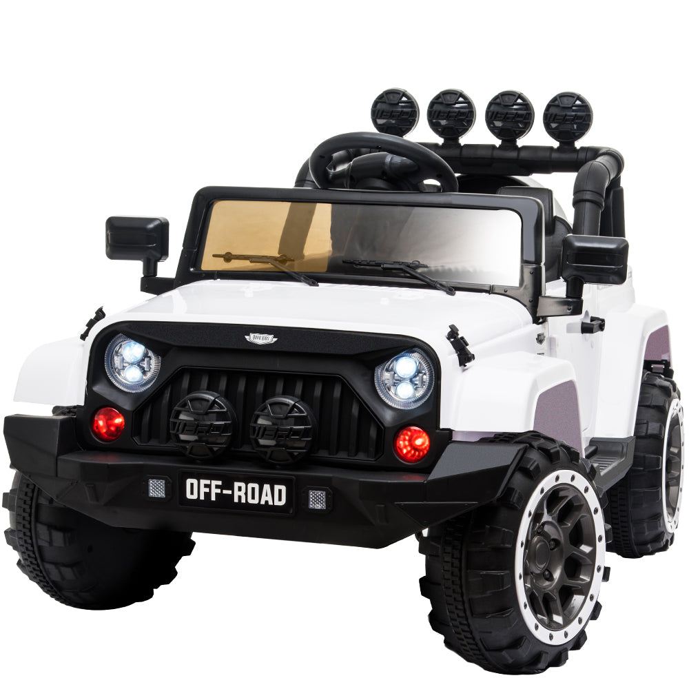 ROVO KIDS Jeep Inspired Ride-On Car Children Electric Toy 4WD 12V White