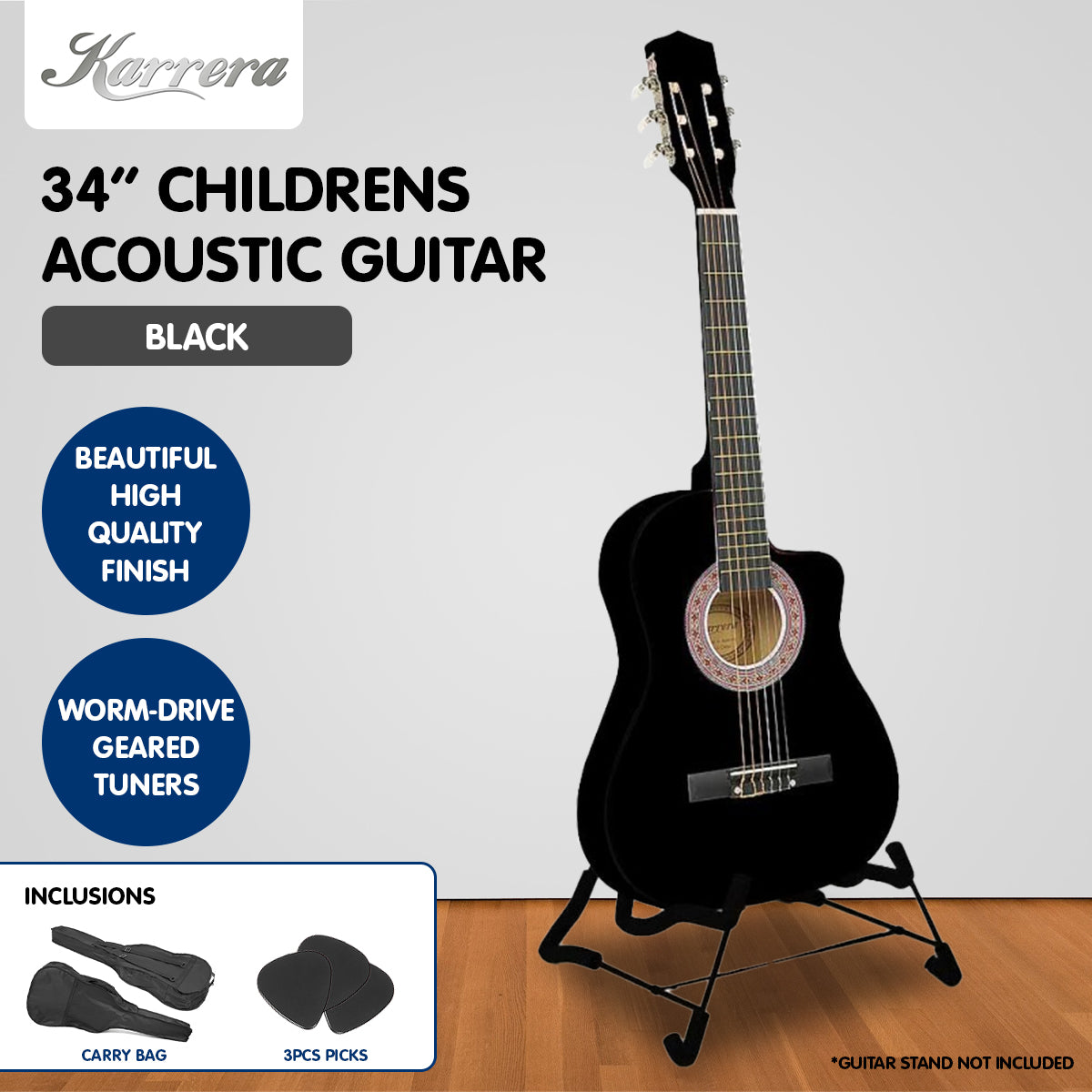 Childrens Acoustic Guitar Kids - Black