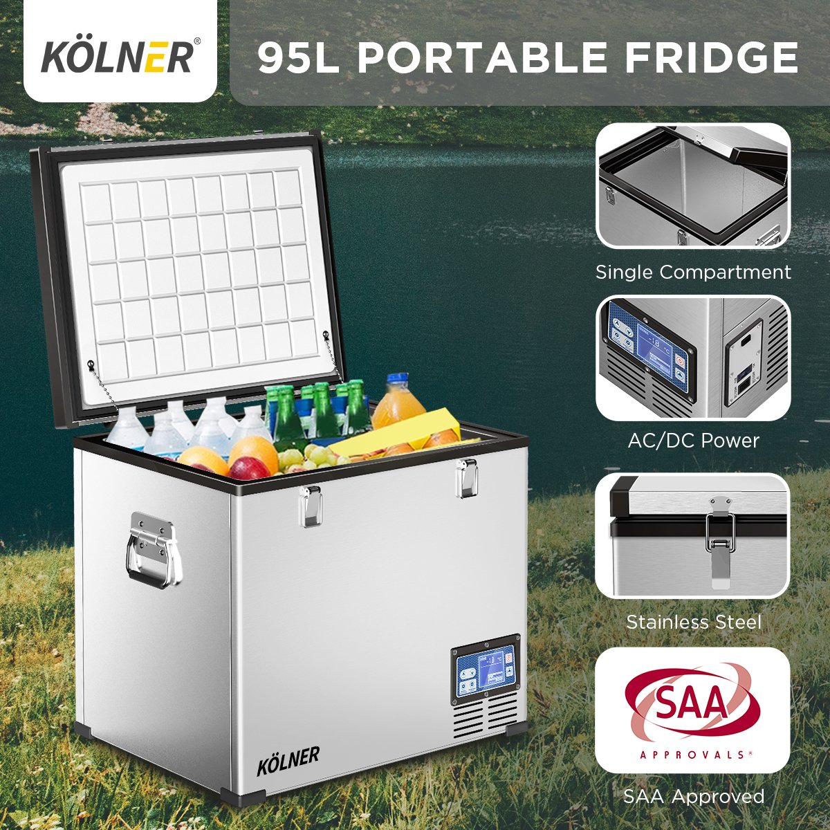 95l Portable Fridge Chest Freezer With Lcd Panel - Rv Vehicle Camping Refrigerator
