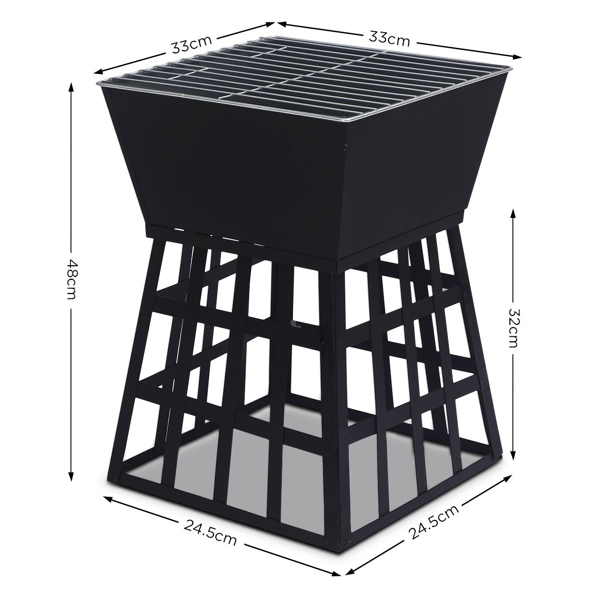 Outdoor Fire Pit for BBQ, Grilling, Cooking, Camping- Portable Brazier with Reversible Stand for Backyard