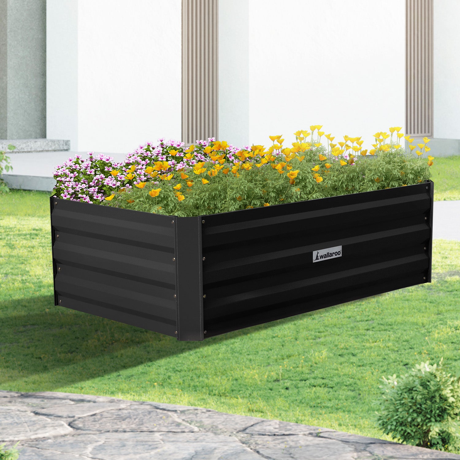 Wallaroo Garden Bed Galvanized Steel - Black 100 x 60 x 30cm