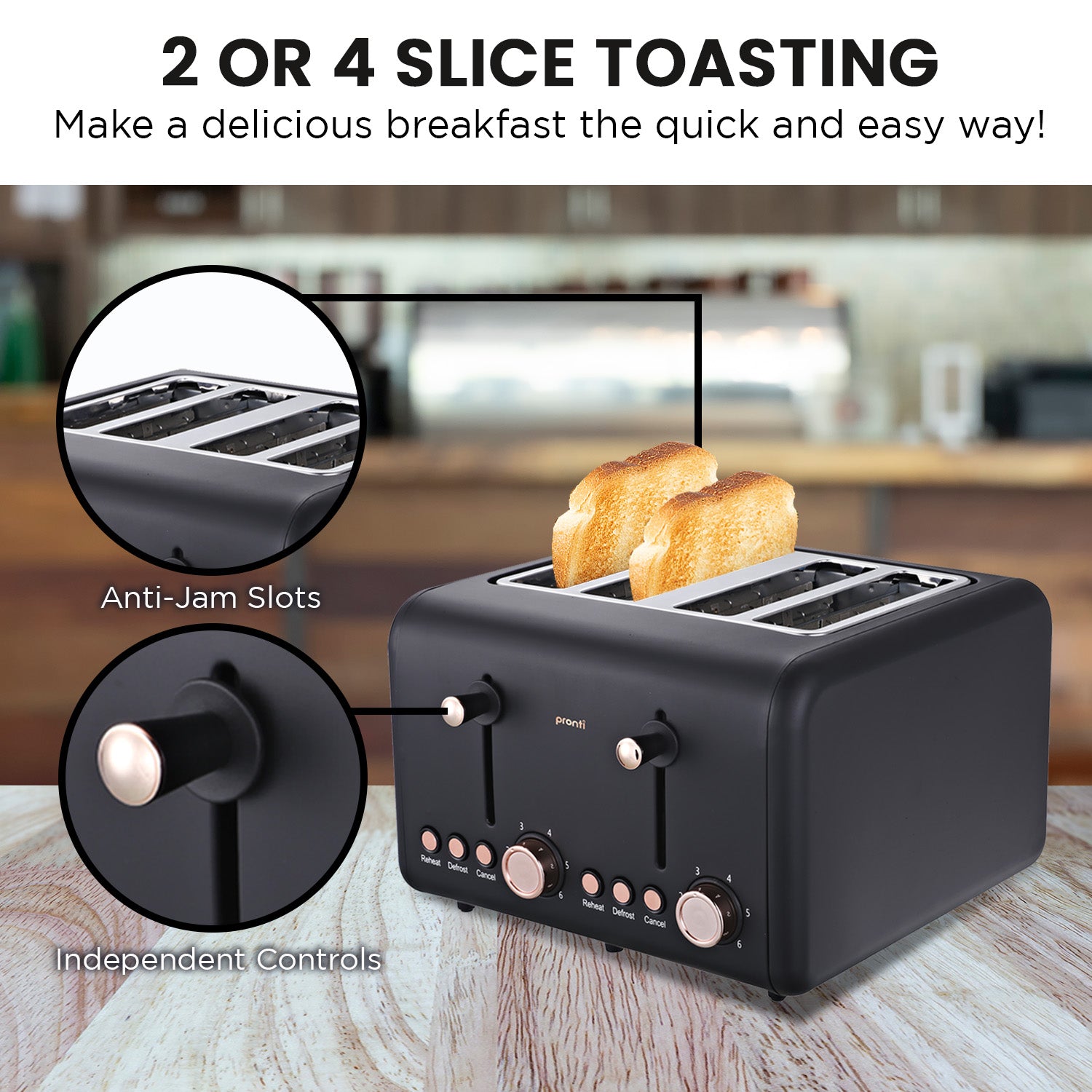 Rose Trim Collection Toaster & Kettle Bundle - Black
