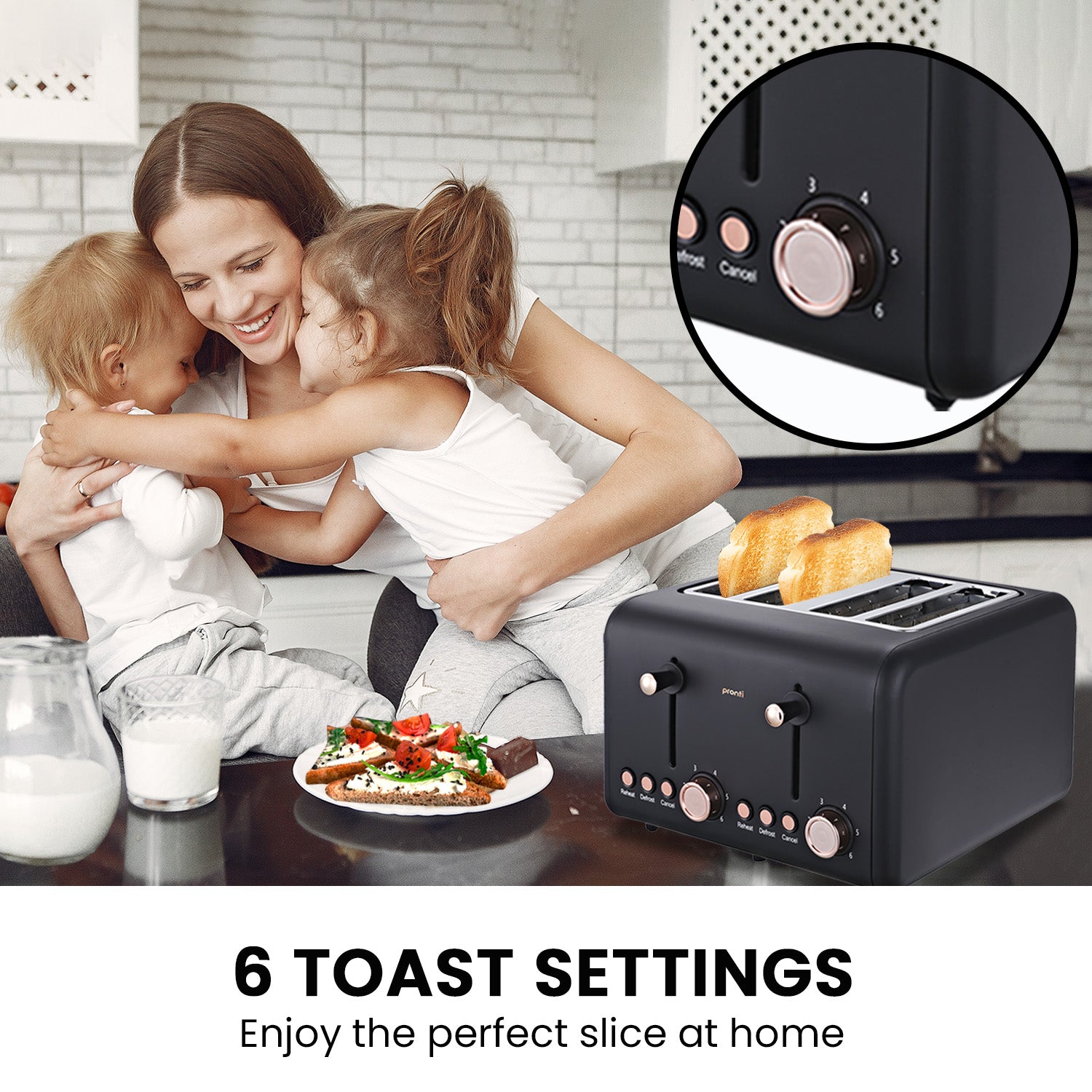 Rose Trim Collection Toaster & Kettle Bundle - Black