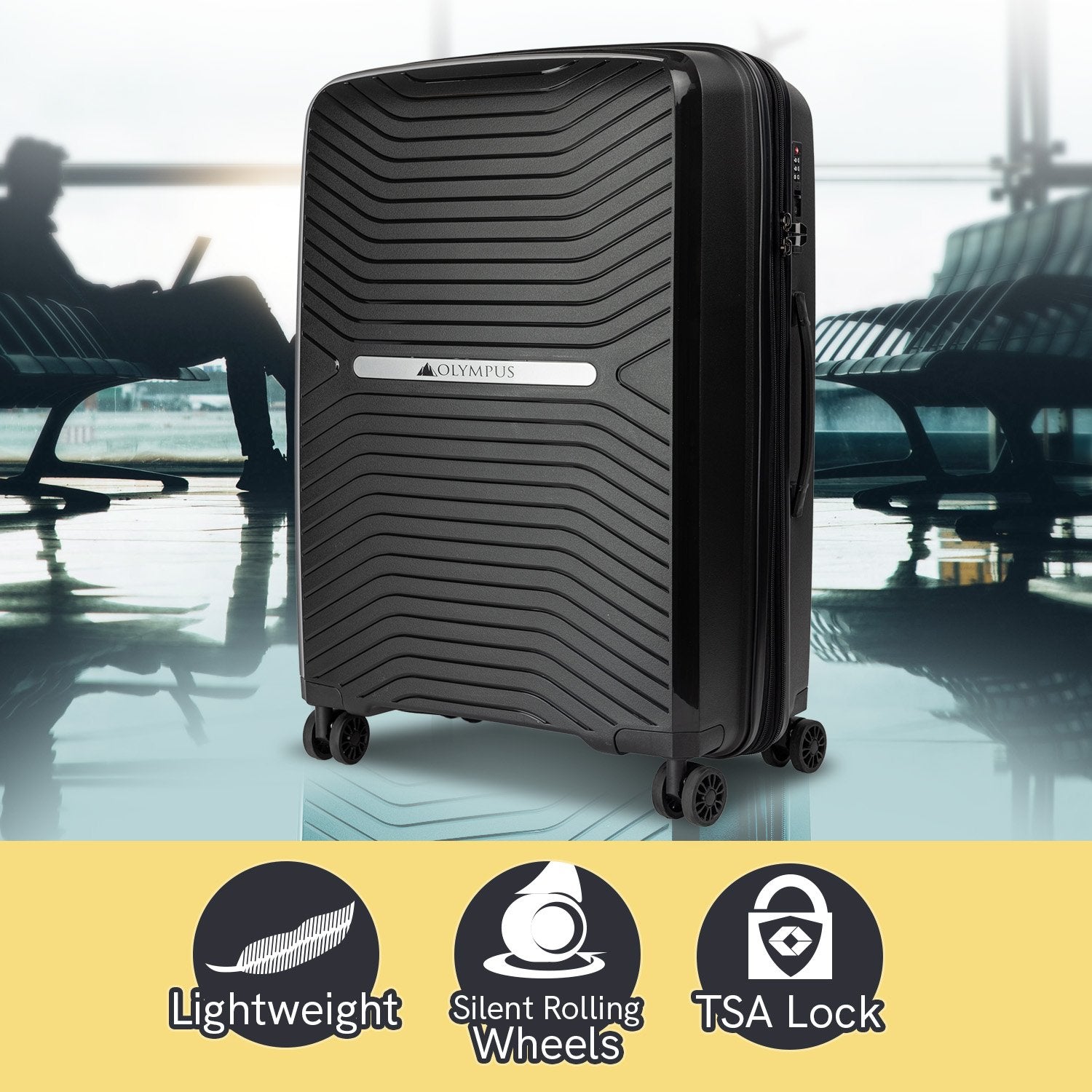 Astra 24in Lightweight Hard Shell Suitcase - Obsidian Black