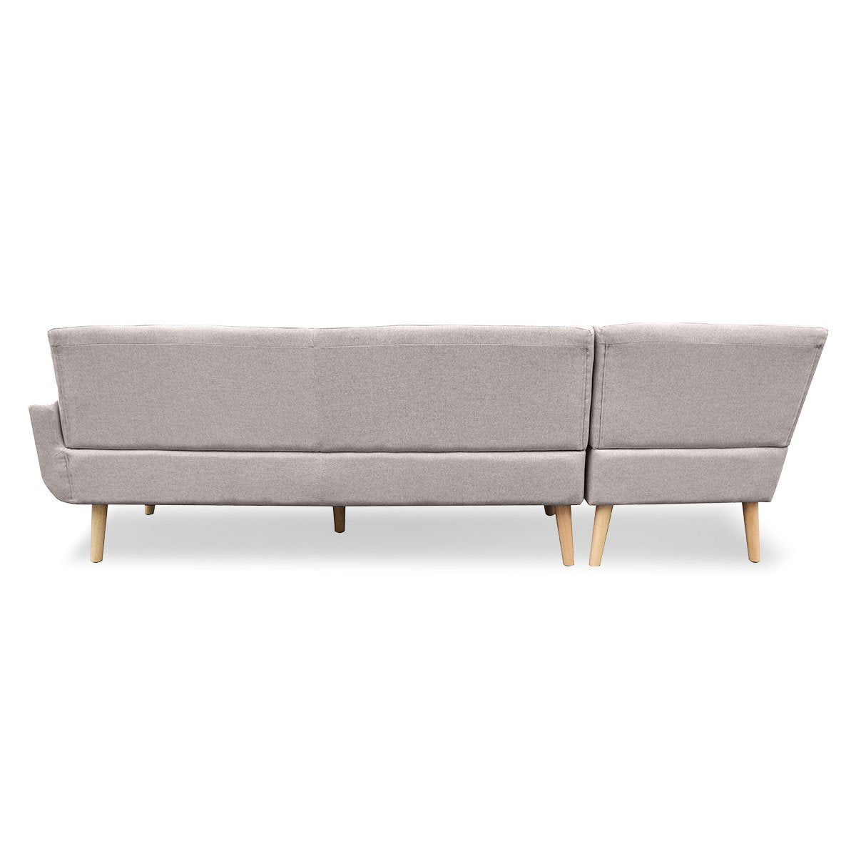 Faux Linen Corner Sofa Lounge L-shaped Chaise Light Grey