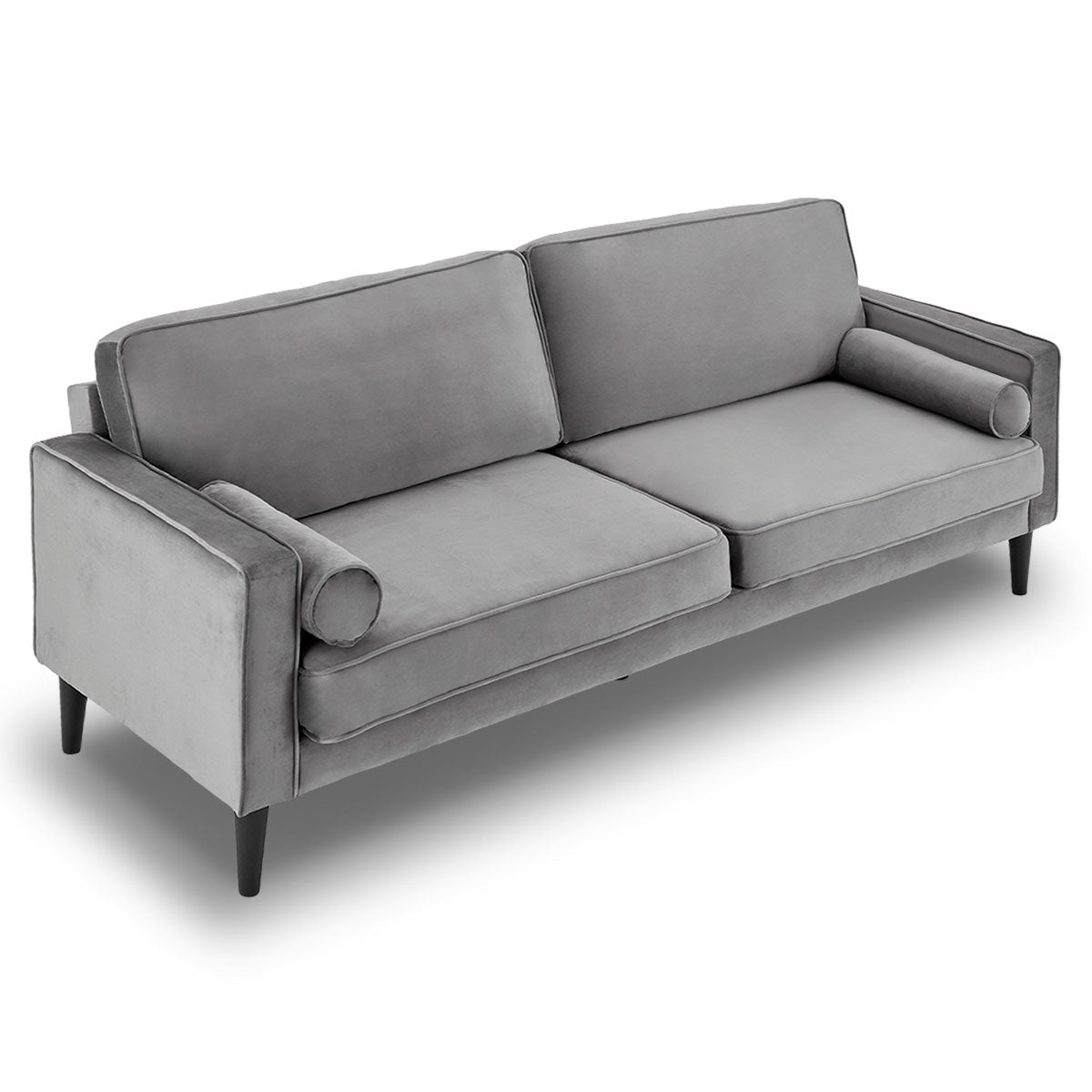 Faux Velvet Sofa Bed Couch Furniture Lounge Suite Seat Grey