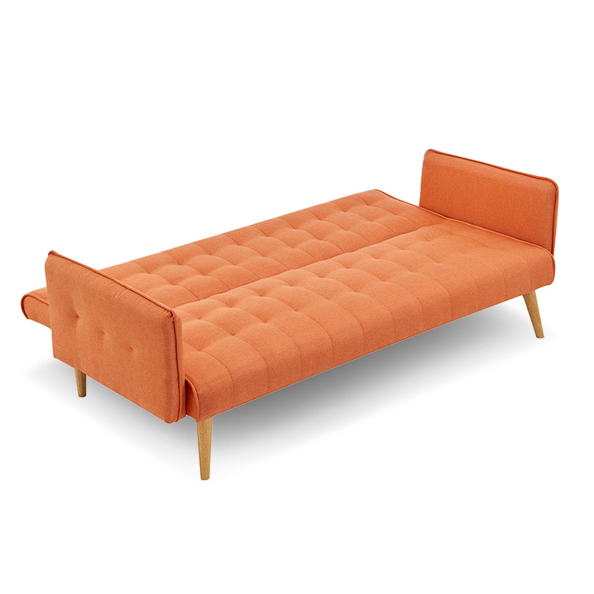 3 Seater Modular Linen Fabric Sofa Bed Couch Armrest Orange