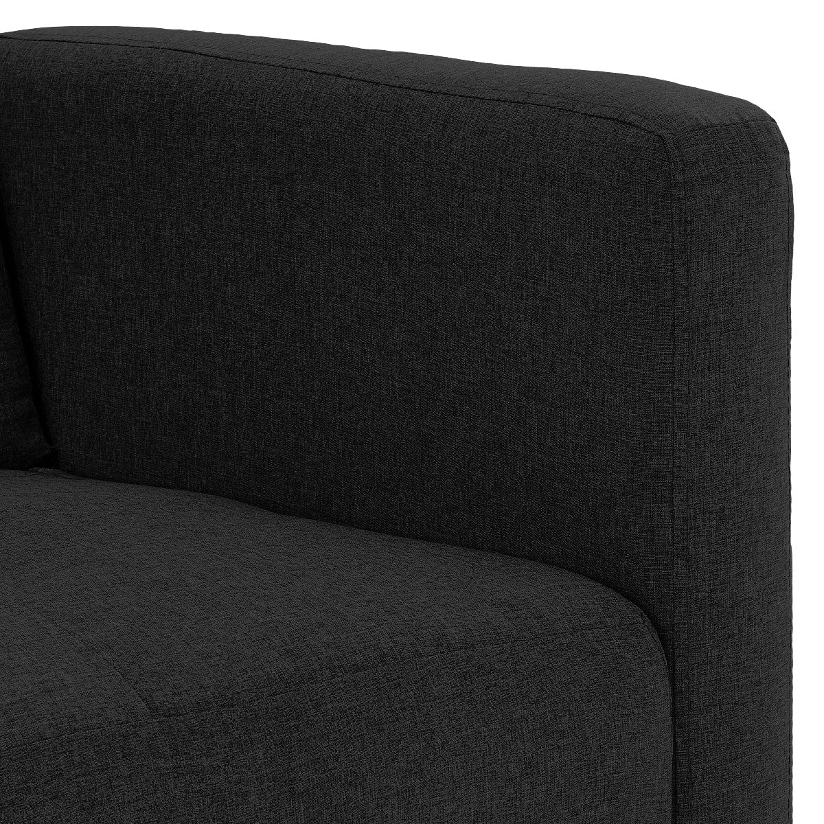 Faux Linen 3-Seater Sofa Bed with Armrests - Black