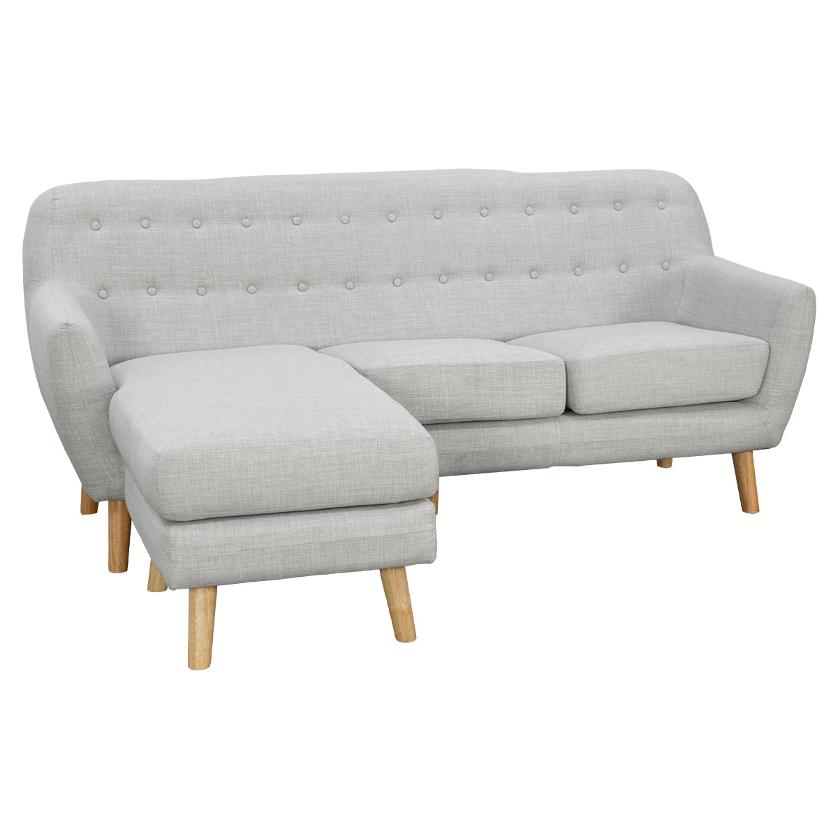 Linen Corner Sofa Lounge L-shaped w/ Chaise Light Grey