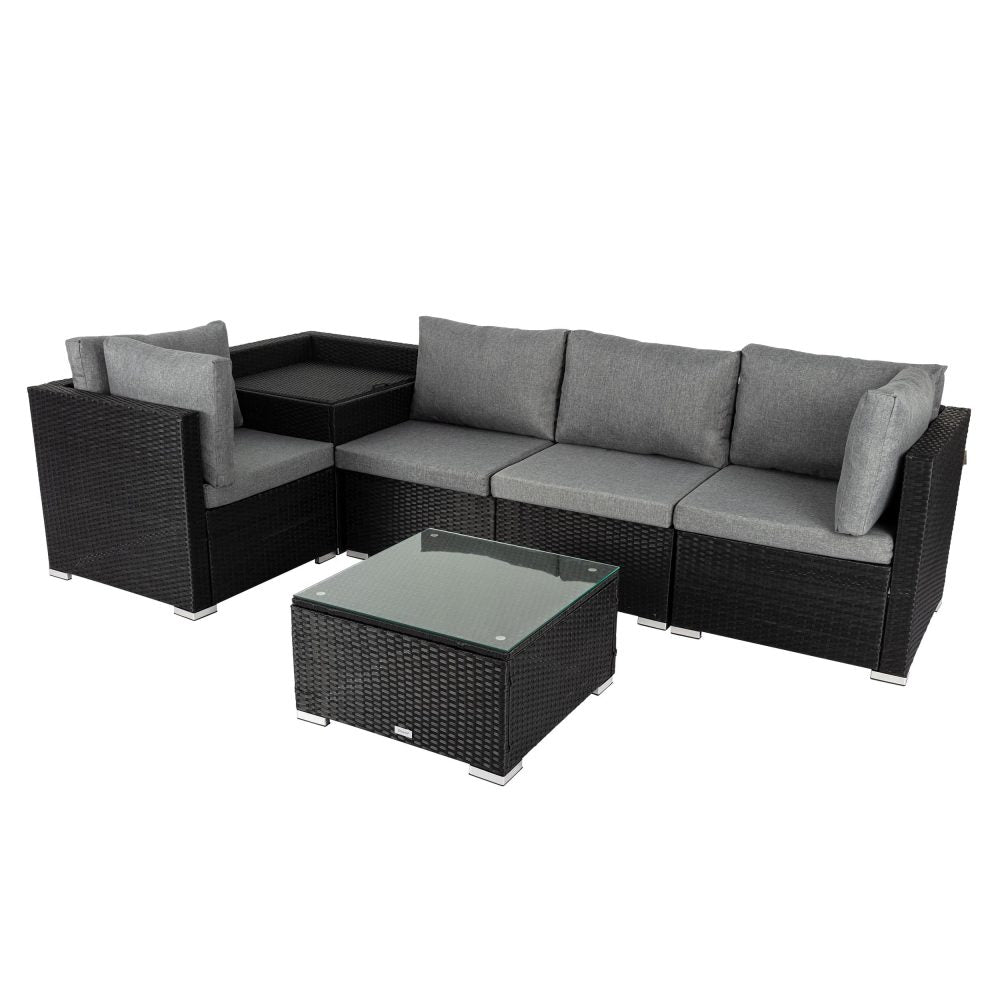 6PCS Outdoor Modular Lounge Sofa Coogee-Black
