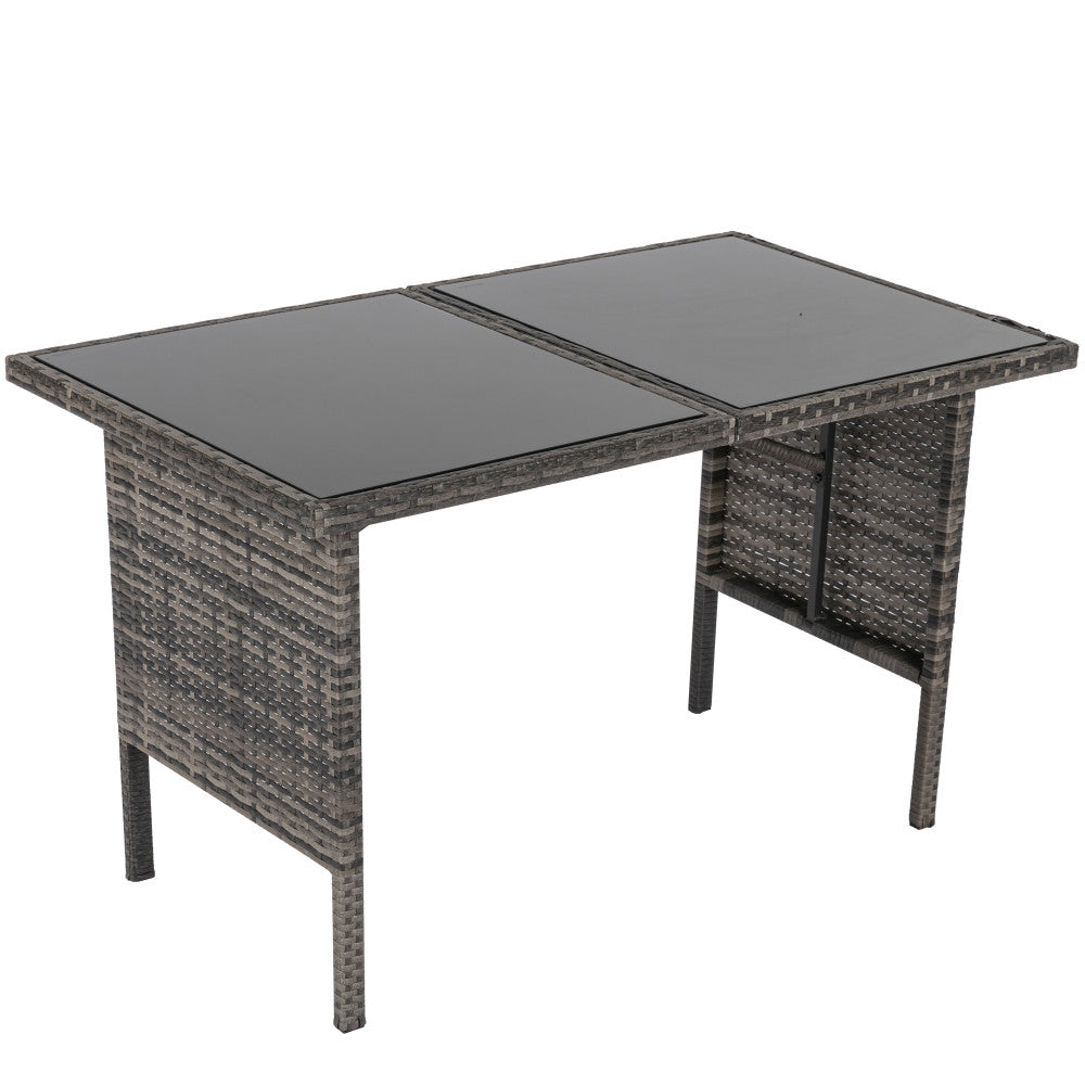 8-Seater Modular Outdoor Garden Lounge and Dining Set with Table and Stools in Dark Grey Weave
