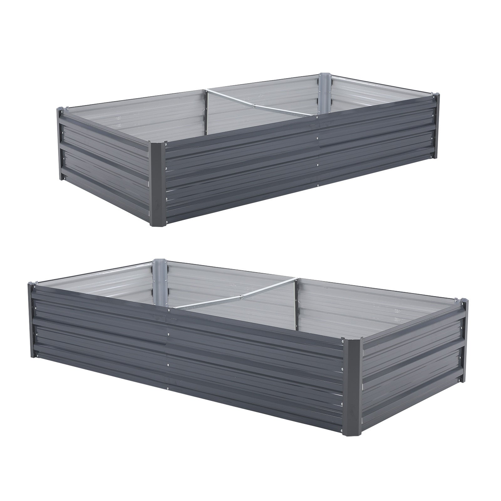 2 Set 150 x 90 x 30cm Grey Raised Garden Bed Galvanised Steel Planter