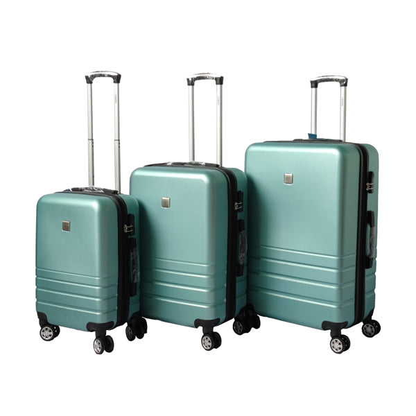 3 Pc Expandable ABS Luggage Suitcase Set 3 Code Lock Travel Carry  Bag Trolley Green