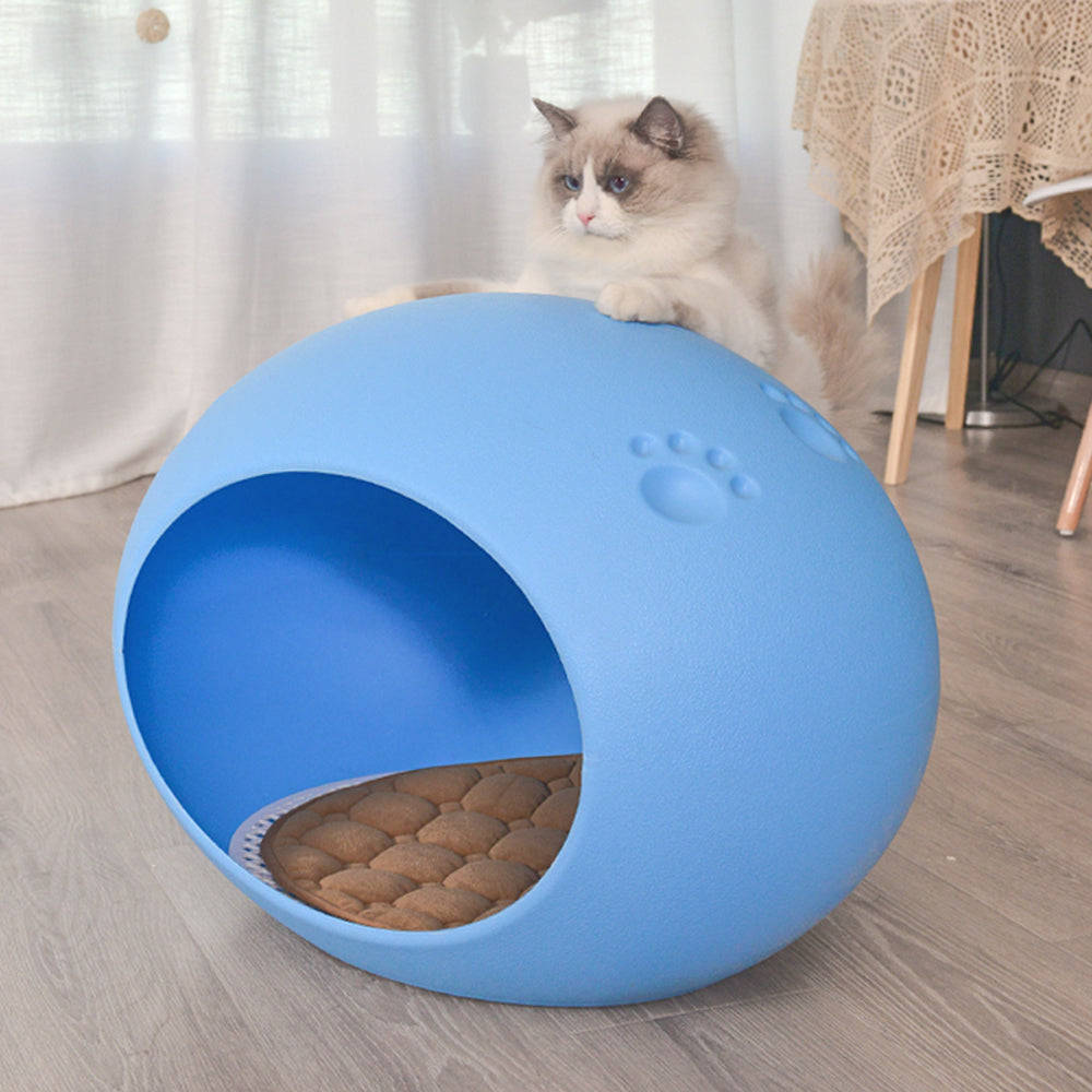 YES4PETS Medium Cave Cat Kitten Box Igloo Cat Bed House Dog Puppy House-Blue