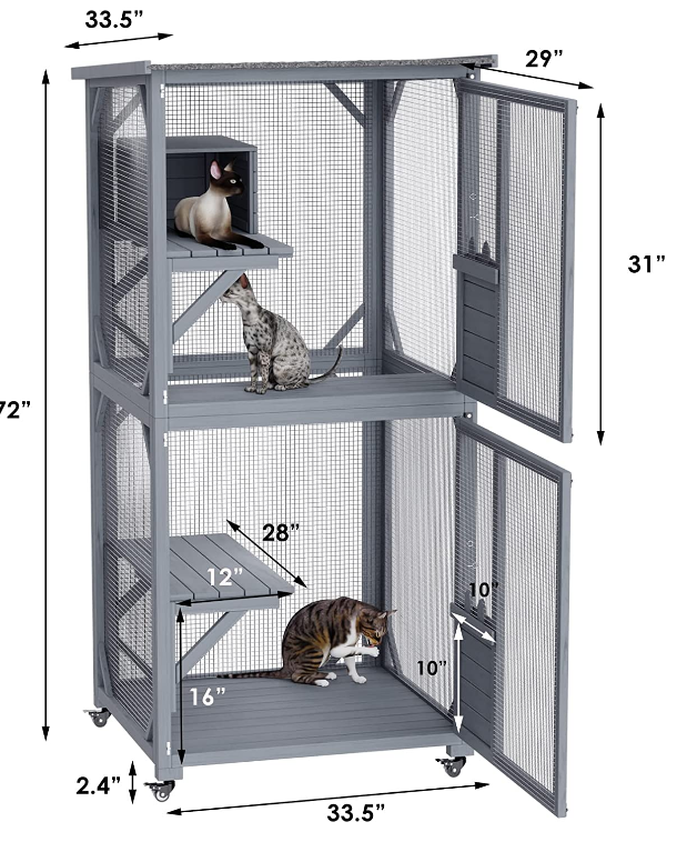 YES4PETS Pet Cat Shelter Condo with Escape Door Wooden Kitten Cage House